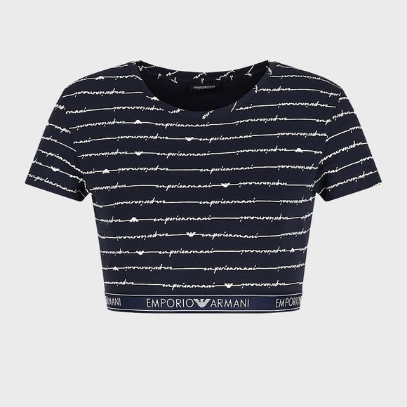 EMPORIO ARMANI  Crop top with logomania print - Picture 2 of 3